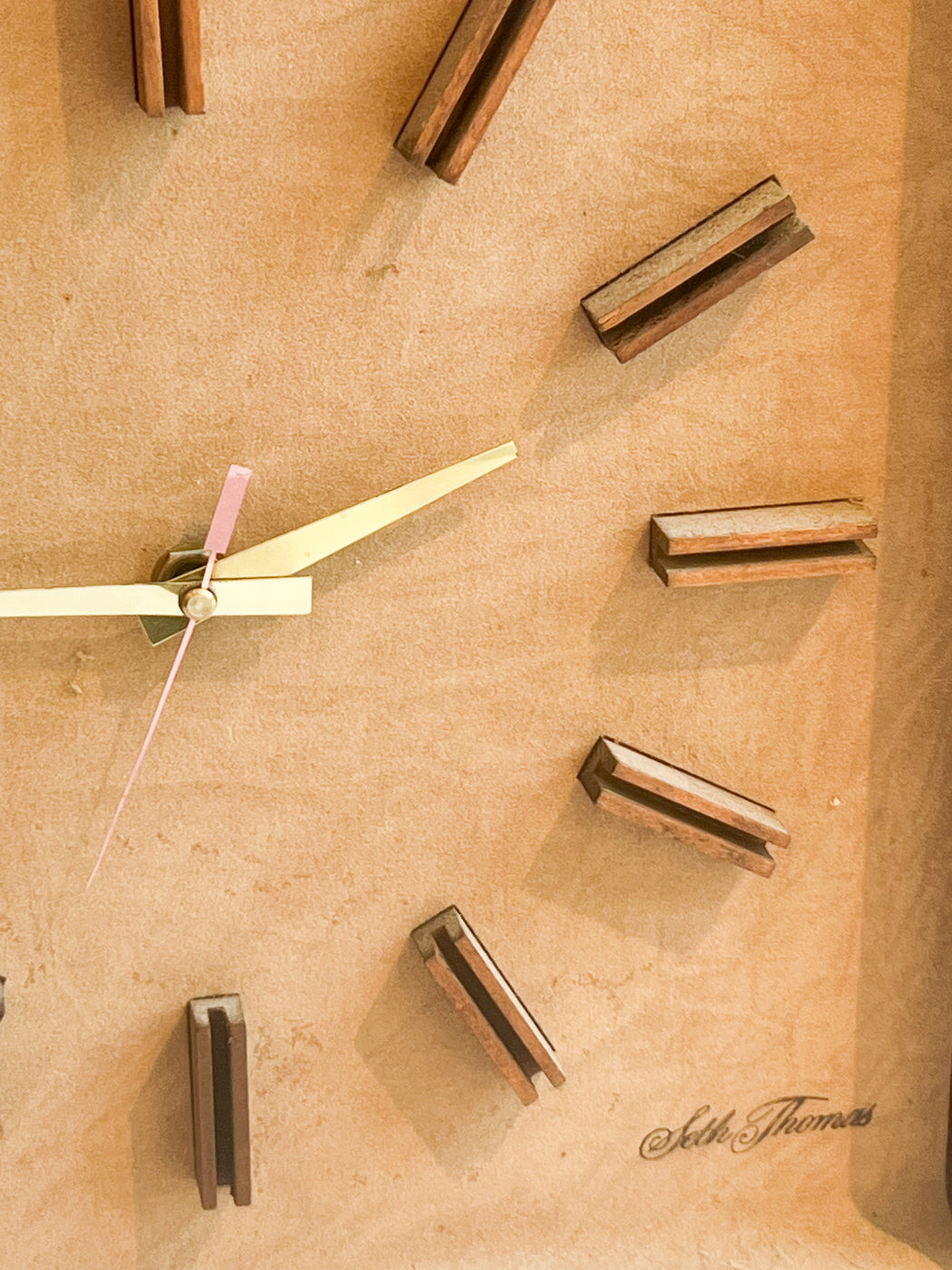 Teak and Suede Clock