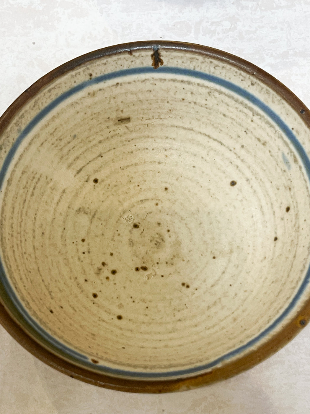 Ceramic Bowls With Blue Lining (Set Of Two)