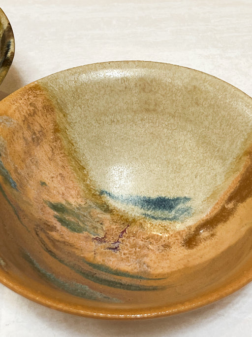 Terracotta Ceramic Bowls With Blue Detail