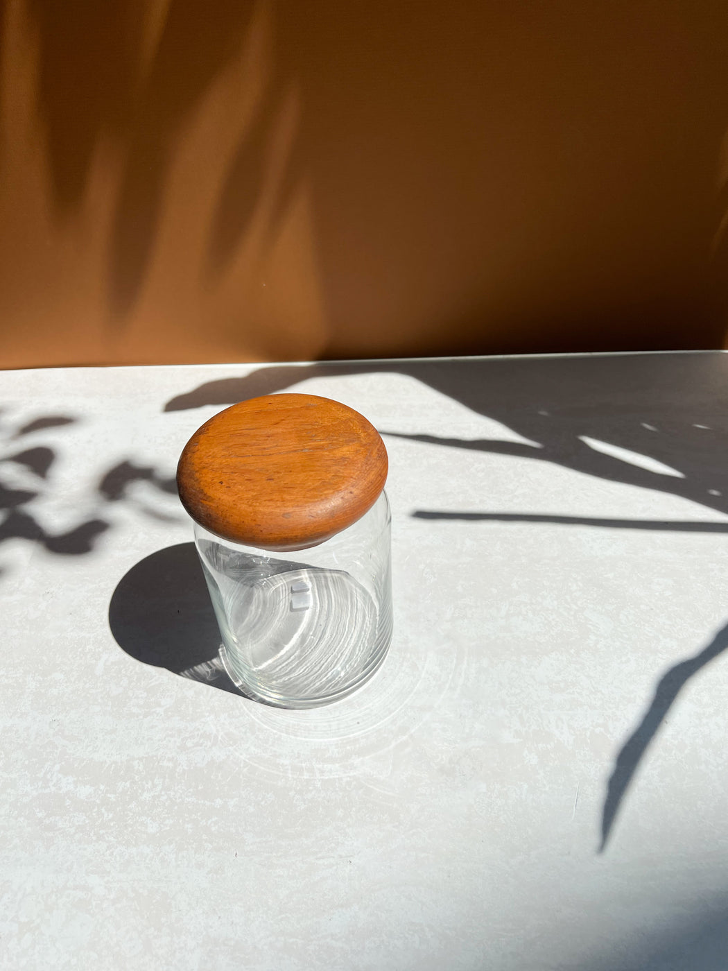 Teak Wood Glass Jar