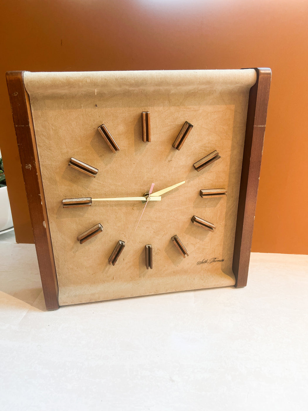 Teak and Suede Clock