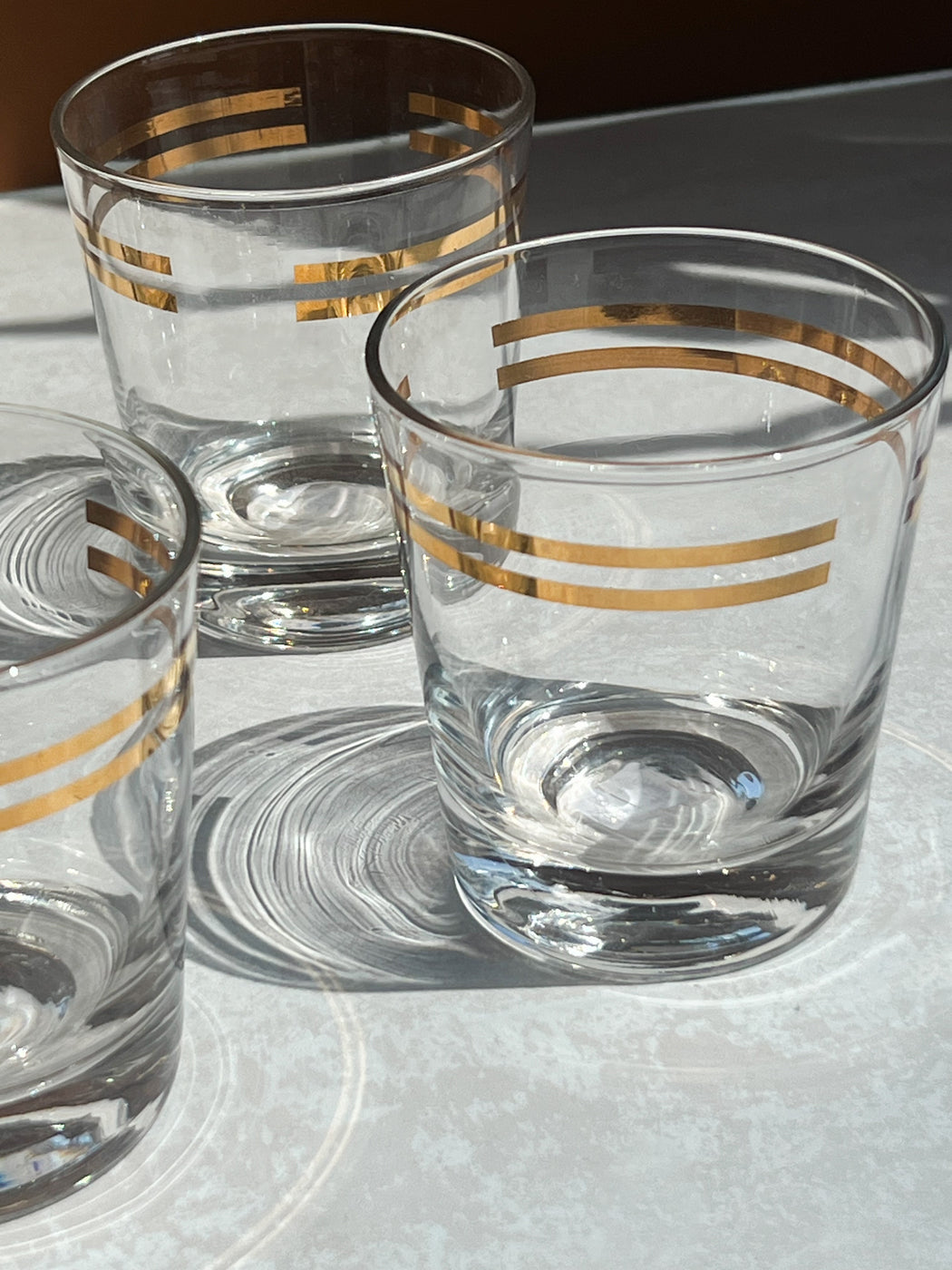 Gold Double Stripe Rocks Glasses