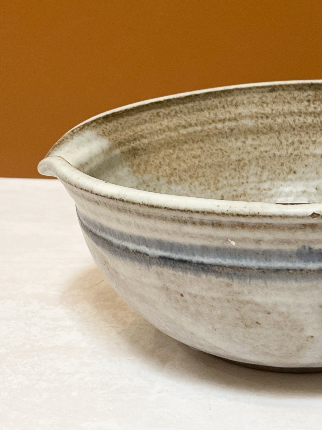 Speckled Ceramic Batter Bowl With Blue Stripe (As Is )