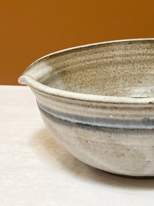 Speckled Ceramic Batter Bowl With Blue Stripe (As Is )