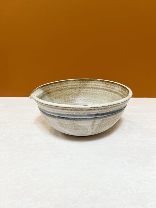 Speckled Ceramic Batter Bowl With Blue Stripe (As Is )