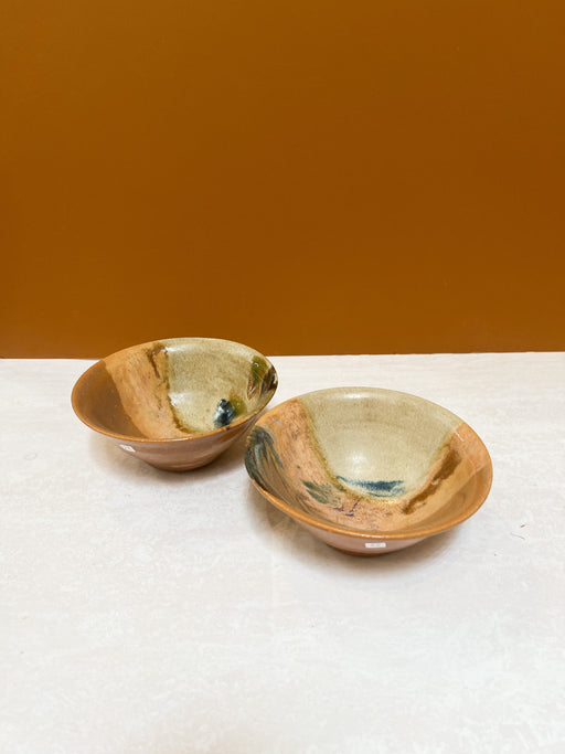 Terracotta Ceramic Bowls With Blue Detail