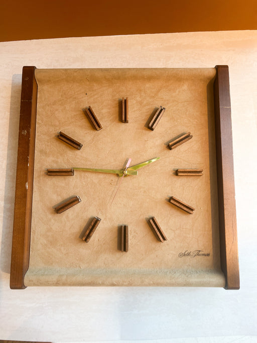 Teak and Suede Clock