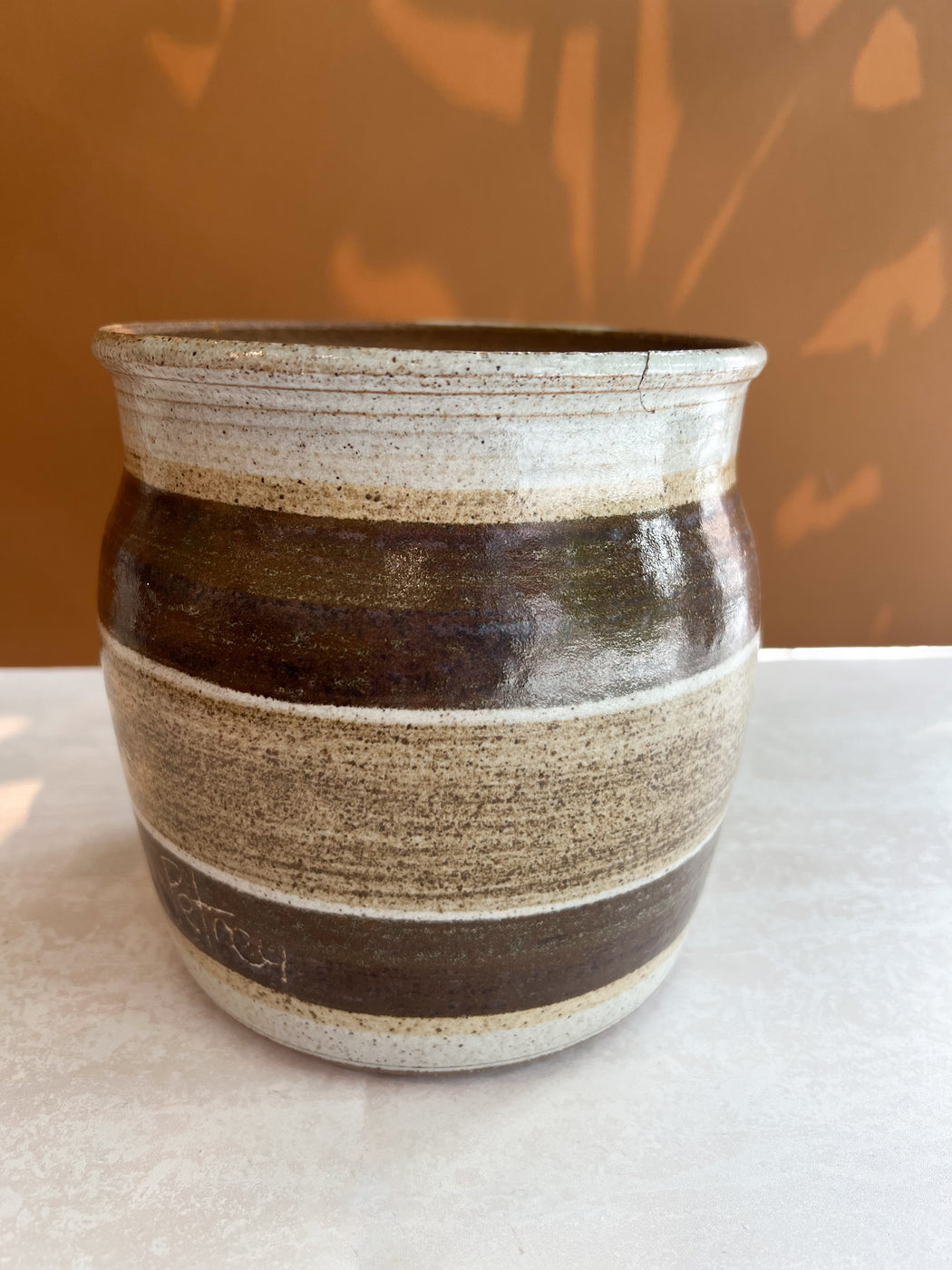 Petrey Signed Ceramic Stripped Studio Pottery