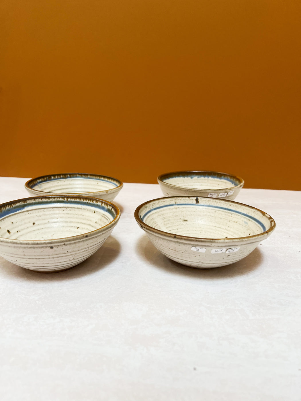 Ceramic Bowls With Blue Lining (Set Of Two)