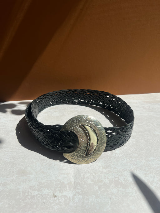 Braided Black And Silver Moon Belt