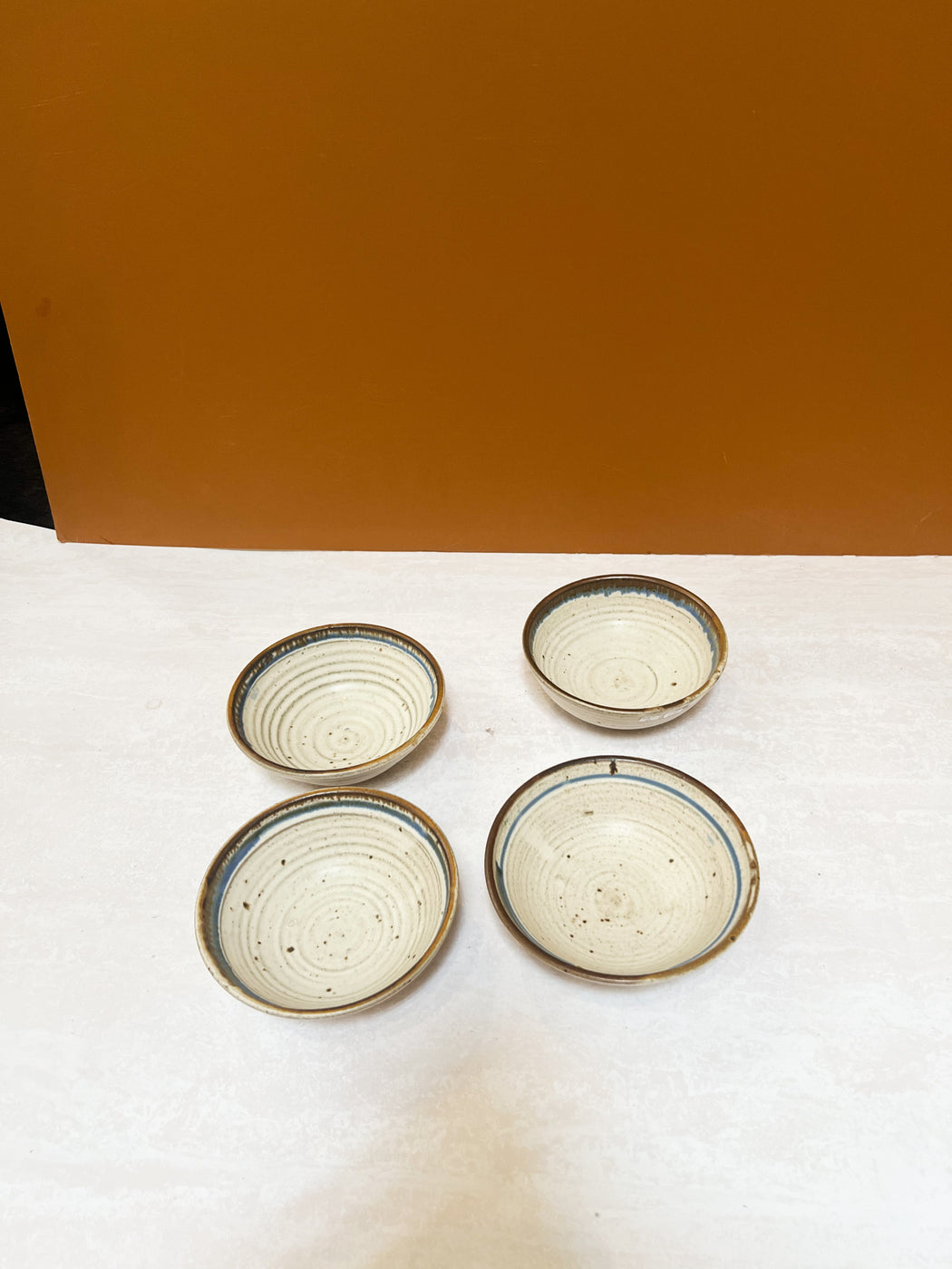 Ceramic Bowls With Blue Lining (Set Of Two)