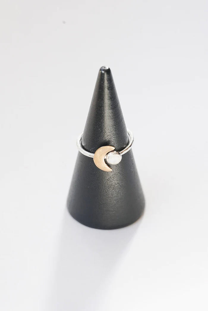 Metrix - Moon And Opal Gemstone Stacking Ring