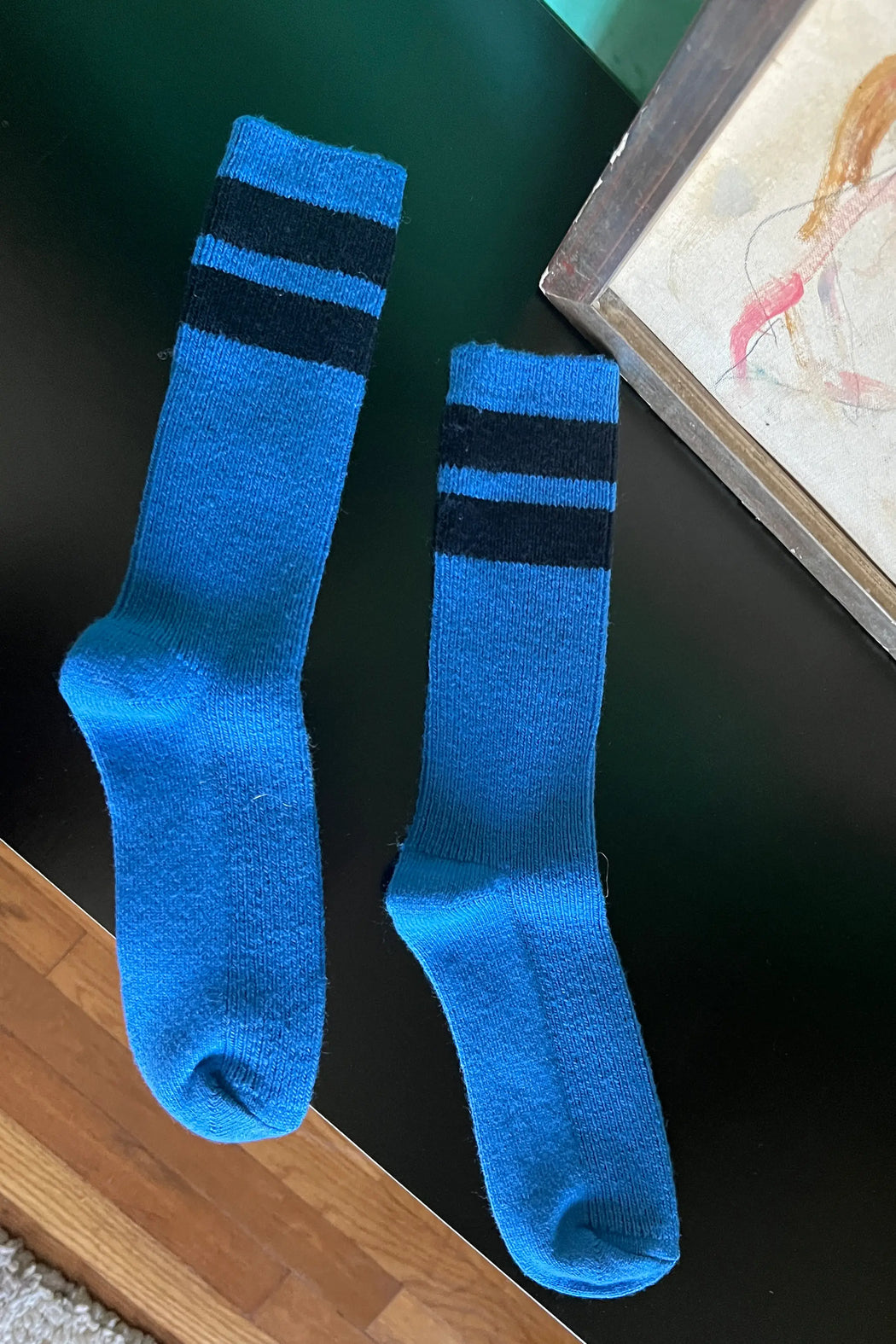 Le Bon Shoppe - Grandpa Varsity Socks - Blue / Navy Stripe