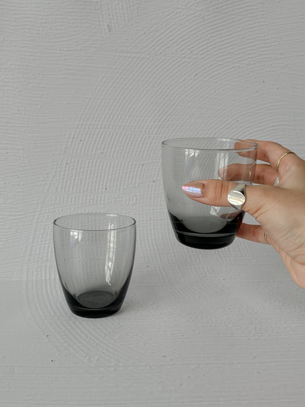 Short Black Smoked Glass Tumblers