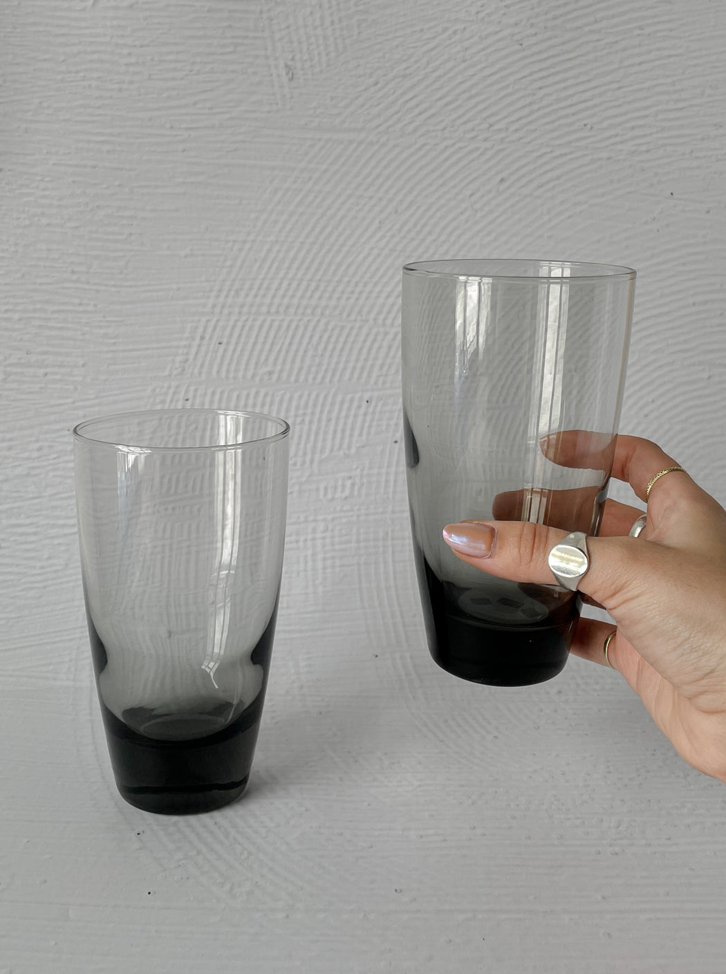 Tall Black Smoked Glass Tumblers